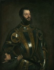 Titian - Portrait of Alfonso d'Avalos, Marquis of Vasto, in Armor with a Page 1533