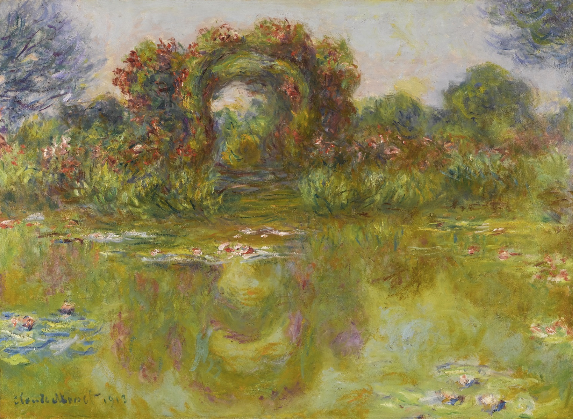 Claude Monet - Bassin aux nymphéas, les rosiers 1913