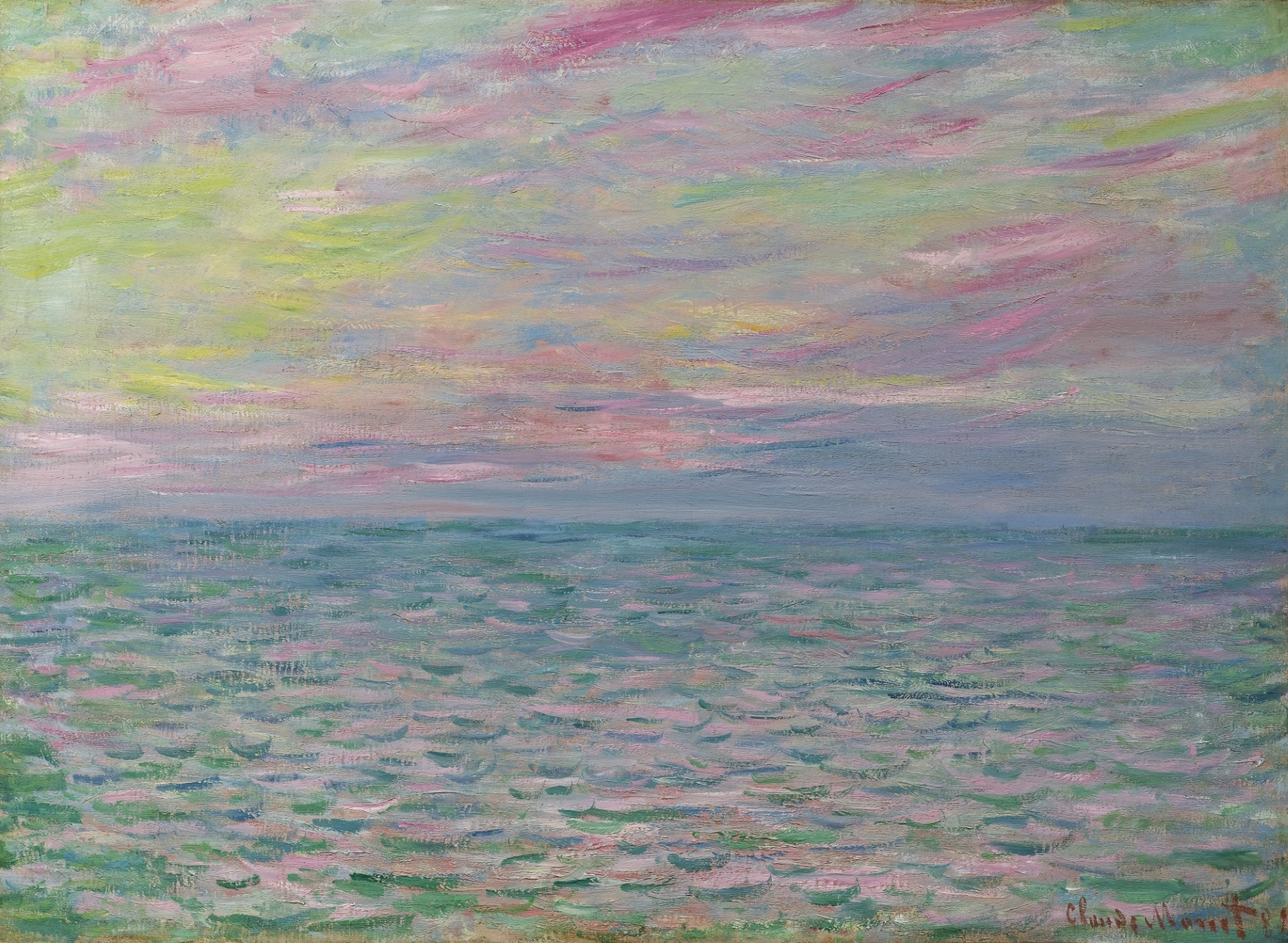 Claude Monet - Coucher de soleil à Pourville, pleine mer 1882