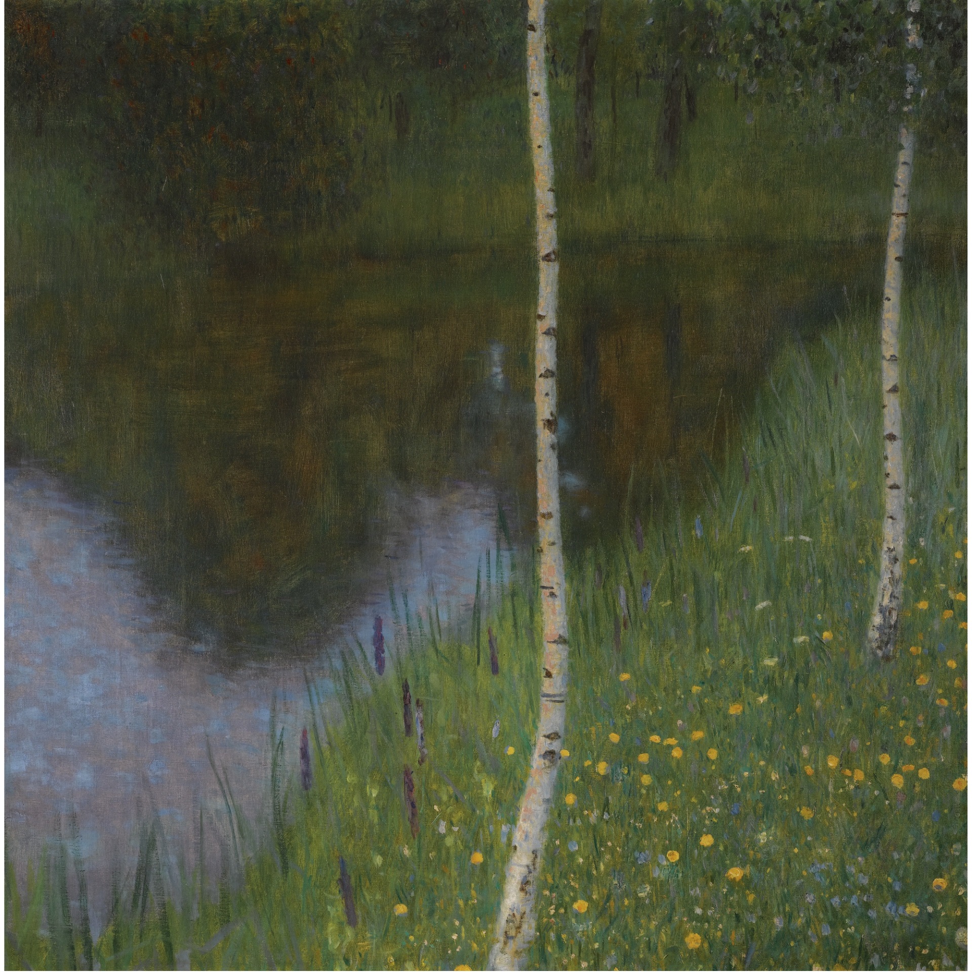 Gustav Klimt - Seeufer Mit Birken. Lakeshore With Birches 1901