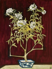 Sanyu (Chang Yu) - Potted Chrysanthemum in a Blue and White Jardinière 1950s